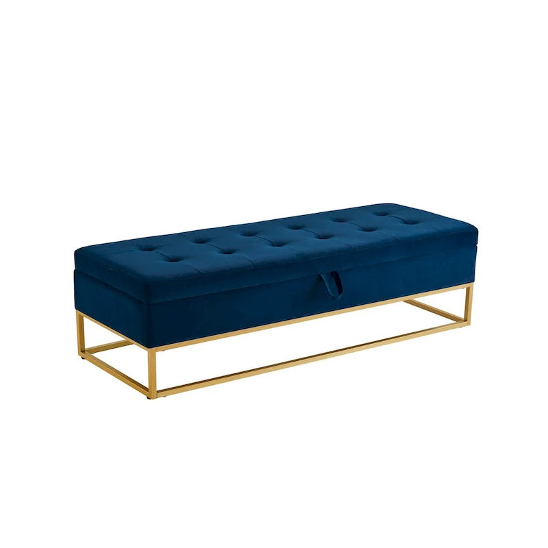 58.6 Bed Bench Metal Base with Storage Pink Velvet