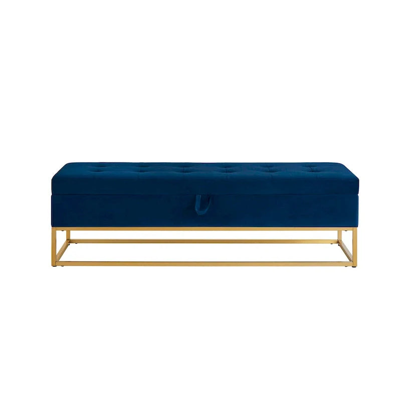 58.6 Bed Bench Metal Base with Storage Pink Velvet