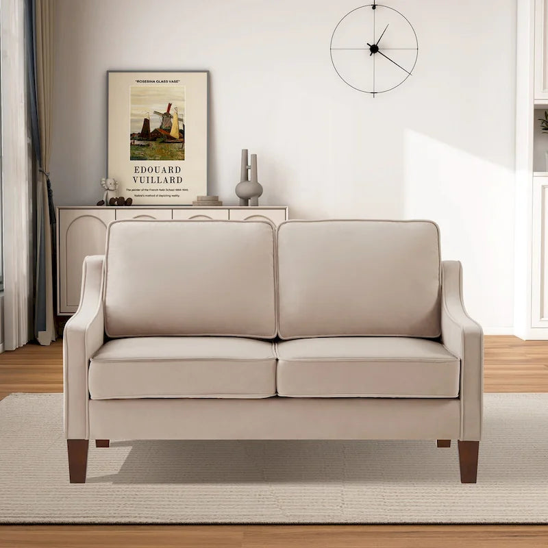 Modern Velvet Loveseat 2 Seater Sofa For Living Room