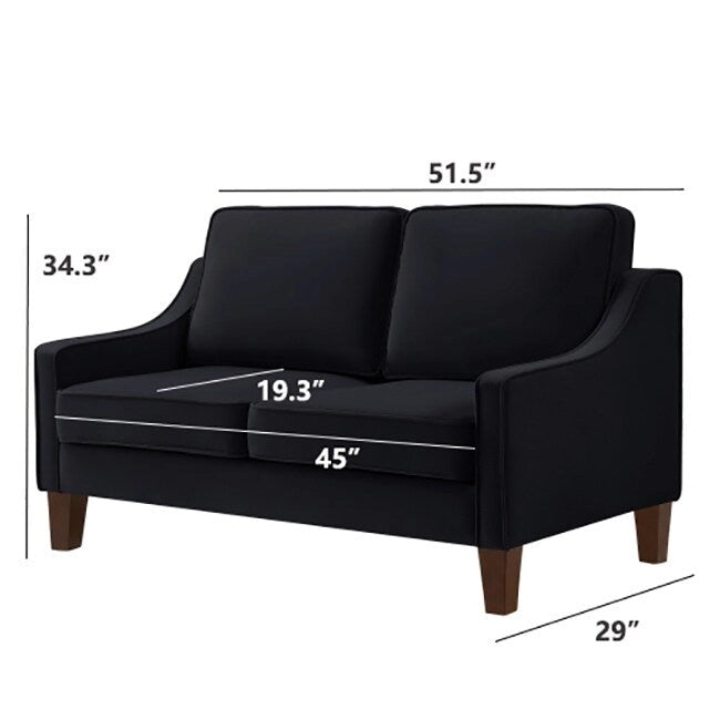 Modern Velvet Loveseat 2 Seater Sofa For Living Room