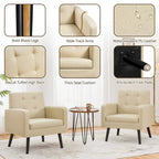 Yaheetech Modern Faux Leather Tufted Accent Chair with Solid Wood Legs - 28.52933