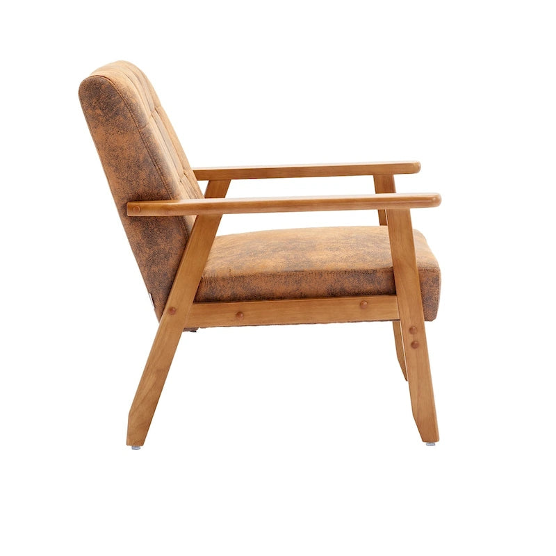 Mid-Century Modern Wooden Upholstered Accent Arm Chair
