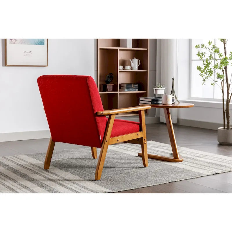 Mid-Century Modern Wooden Upholstered Accent Arm Chair