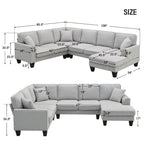 89*89 Oversized Velvet Modern Sectional Sofa,Large L Shaped Upholstered Indoor Furniture with Double Cushions,Grey