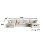 163 U-Shaped Convertible Modular Sectional Sofa, Down Filled Comfort Overstuffed Upholstered