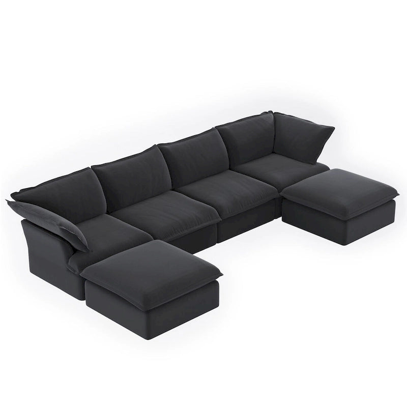 163 U-Shaped Convertible Modular Sectional Sofa, Down Filled Comfort Overstuffed Upholstered