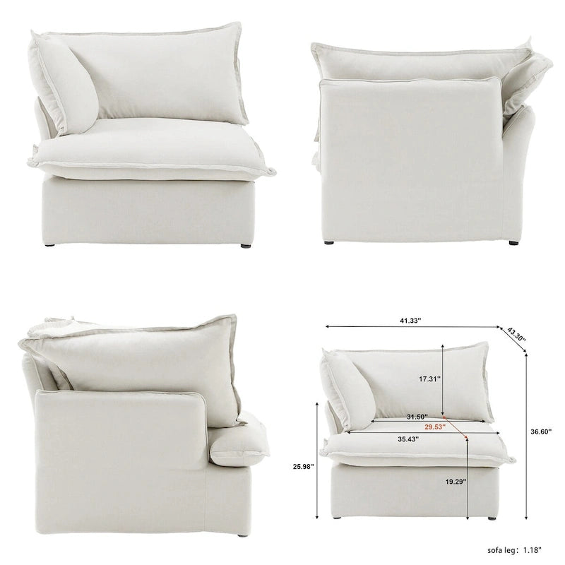 163 U-Shaped Convertible Modular Sectional Sofa, Down Filled Comfort Overstuffed Upholstered
