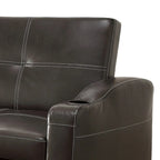 Ferry 83 Inch Lounger Sofa Bed, Tufted Brown Faux Leather, Solid Wood