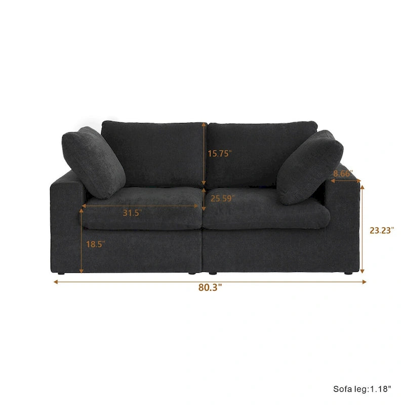 3PCS Living Room Sofa Set, Cloud Modular Sectional Sofa with Storage Ottoman