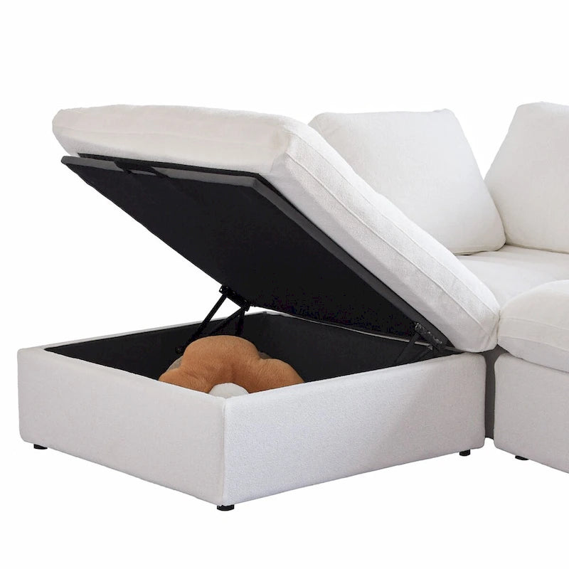 3PCS Living Room Sofa Set, Cloud Modular Sectional Sofa with Storage Ottoman