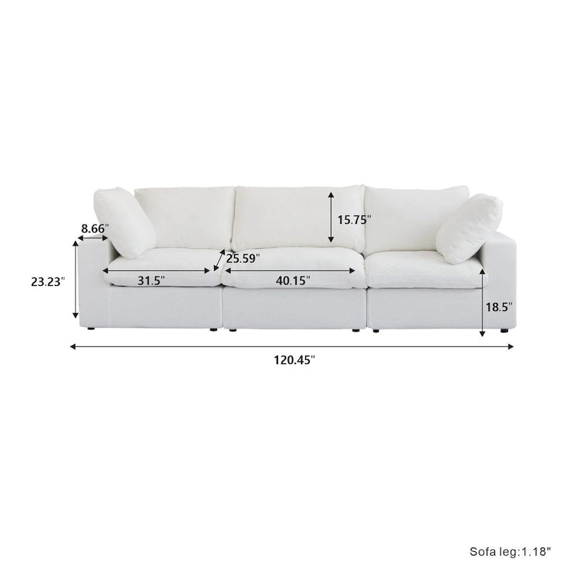 3PCS Living Room Sofa Set, Cloud Modular Sectional Sofa with Storage Ottoman
