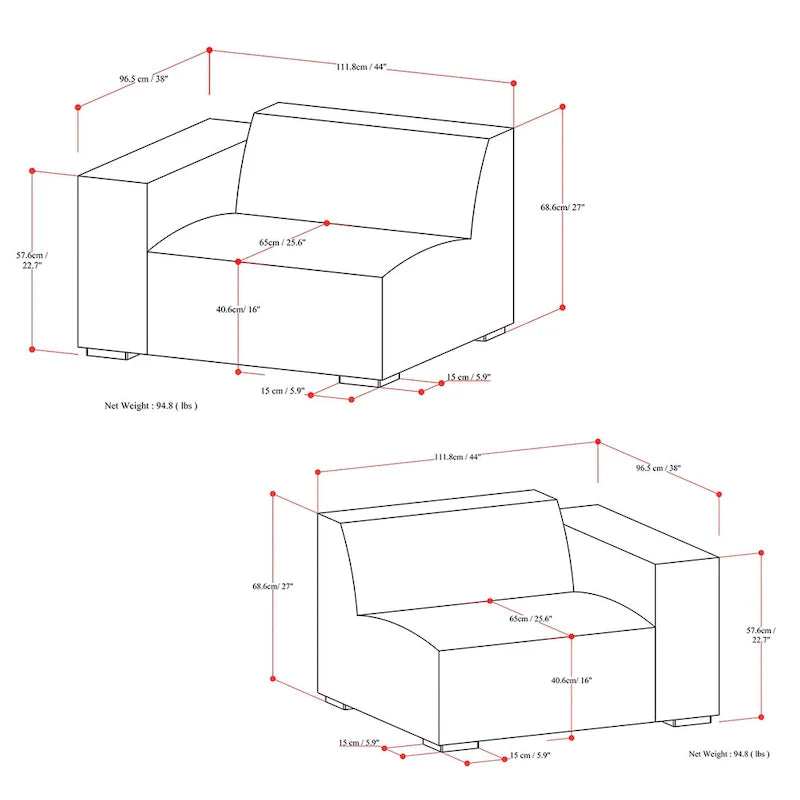 WyndenHall Biggs 2-Seater Modular Sofa