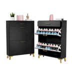 Shoe Storage Cabinet for Entryway, Free Standing Organizer with 2 Flip Drawers, Hidden Shoe Rack for Doorway Hallway Closet