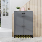 Shoe Storage Cabinet for Entryway, Free Standing Organizer with 2 Flip Drawers, Hidden Shoe Rack for Doorway Hallway Closet