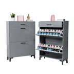 Shoe Storage Cabinet for Entryway, Free Standing Organizer with 2 Flip Drawers, Hidden Shoe Rack for Doorway Hallway Closet