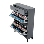Shoe Storage Cabinet for Entryway, Free Standing Organizer with 2 Flip Drawers, Hidden Shoe Rack for Doorway Hallway Closet