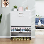Shoe Storage Cabinet for Entryway, Free Standing Organizer with 2 Flip Drawers, Hidden Shoe Rack for Doorway Hallway Closet