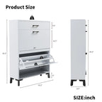 Shoe Storage Cabinet for Entryway, Free Standing Organizer with 2 Flip Drawers, Hidden Shoe Rack for Doorway Hallway Closet