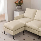 104.5Modern Technical leather L-Shaped Sofa with Ottoman