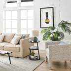 Skylar Round 3-Tier Side Accent Table with Raised Lip Edge Tabletop and Midcentury Modern Metal Asymmetric Pedestal Legs