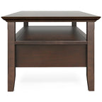 Wyndenhall Normandy SOLID WOOD 48 inch Wide Rectangle Transitional Coffee Table with Drawer in Brunette Brown