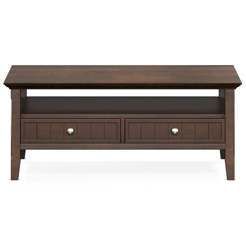 Wyndenhall Normandy SOLID WOOD 48 inch Wide Rectangle Transitional Coffee Table with Drawer in Brunette Brown