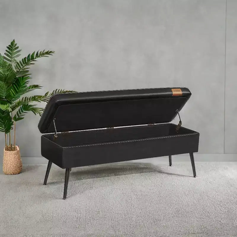 Storage Ottoman Bench, Entryway Bedroom Bench, Storage Bench Safety Hinges, Loads 660 lb