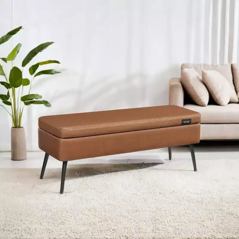 Storage Ottoman Bench, Entryway Bedroom Bench, Storage Bench Safety Hinges, Loads 660 lb