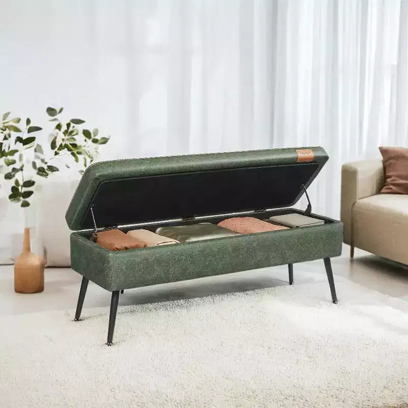 Storage Ottoman Bench, Entryway Bedroom Bench, Storage Bench Safety Hinges, Loads 660 lb