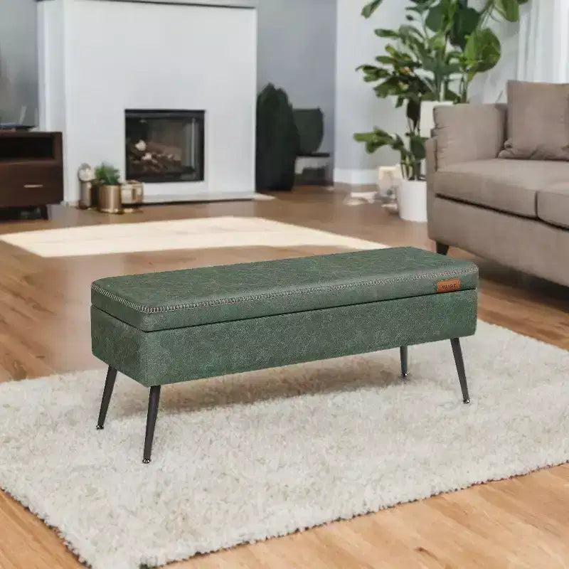 Storage Ottoman Bench, Entryway Bedroom Bench, Storage Bench Safety Hinges, Loads 660 lb