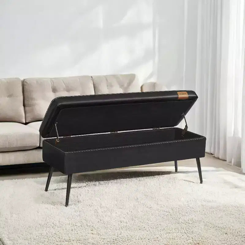Storage Ottoman Bench, Entryway Bedroom Bench, Storage Bench Safety Hinges, Loads 660 lb
