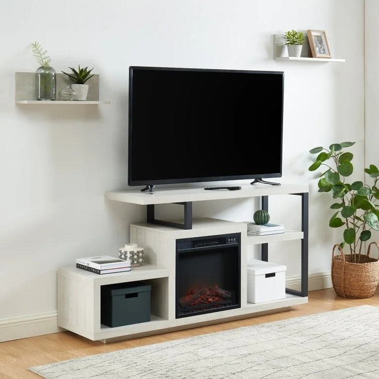 Wood TV Stand Classic Entertainment Center Media Console up to 55 with Electric Fireplace