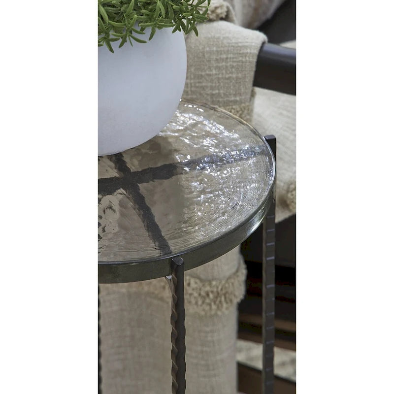 Signature Design by Ashley Newgoren Clear/Black Accent Table - 11W x 11D x 24H
