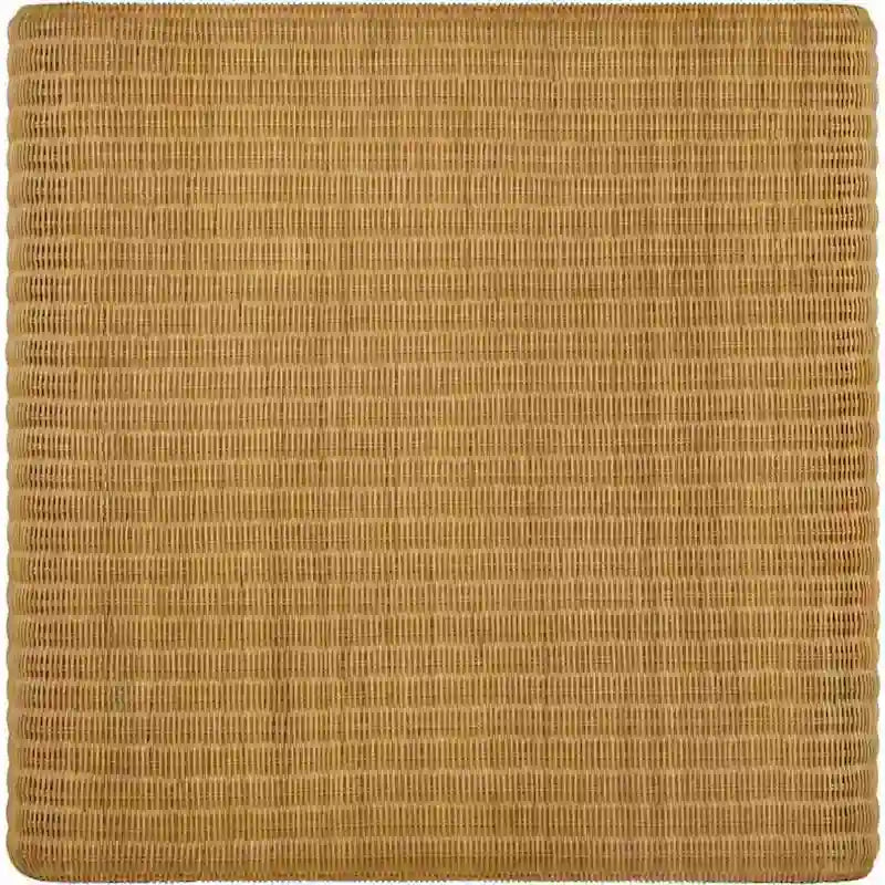 36 Inch Square Rattan Coffee Table, Waterfall Edges, Natural Textured Brown
