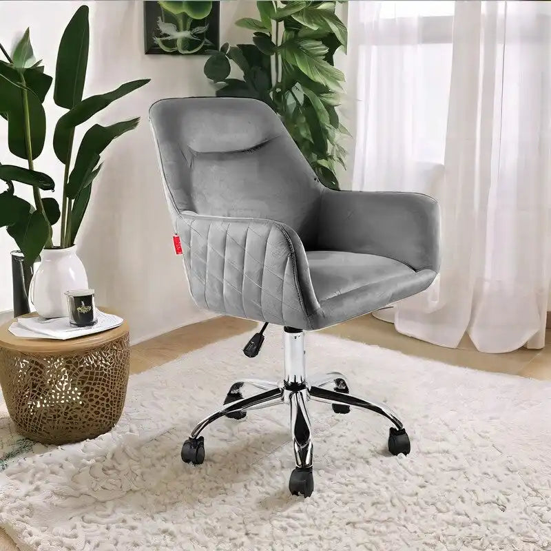 VANITII Accent Chair Swivel Vanity Chair Office Desk Chair With Wheels Modern Height Adjustable Pink/Grey/White