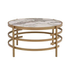 Modern Coffee Table With Sintered Stone Top and Sturdy Metal Frame