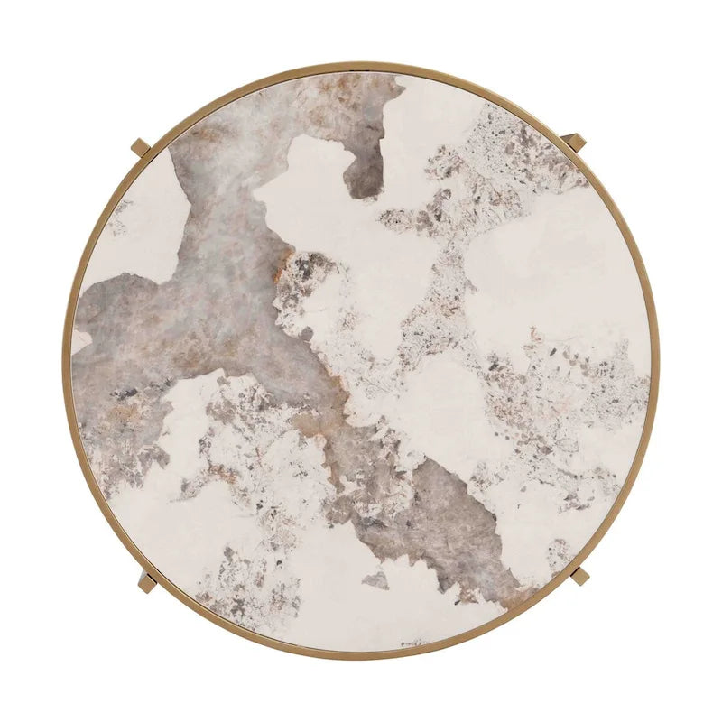 Modern Coffee Table With Sintered Stone Top and Sturdy Metal Frame