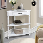 Wood Triangle Corner Side Table for Small Spaces Living Room