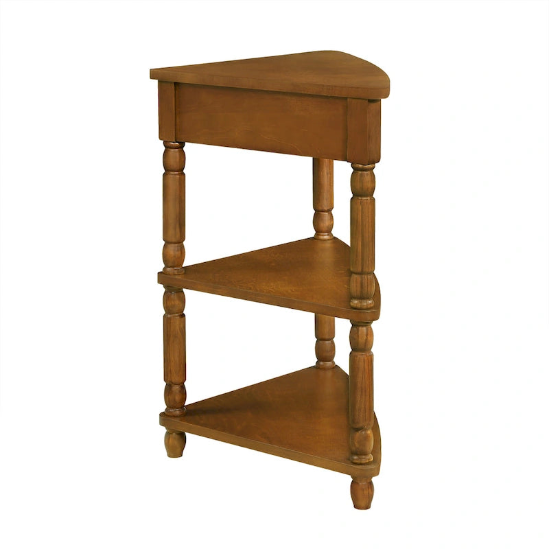 Wood Triangle Corner Side Table for Small Spaces Living Room