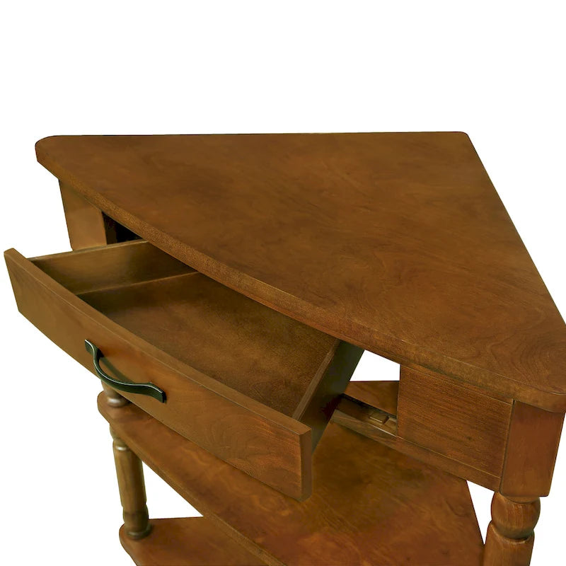 Wood Triangle Corner Side Table for Small Spaces Living Room
