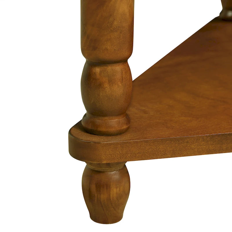 Wood Triangle Corner Side Table for Small Spaces Living Room