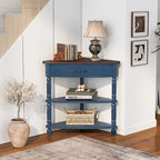 Wood Triangle Corner Side Table for Small Spaces Living Room