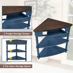 Wood Triangle Corner Side Table for Small Spaces Living Room