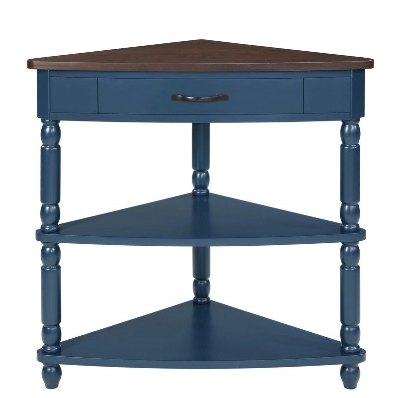 Wood Triangle Corner Side Table for Small Spaces Living Room