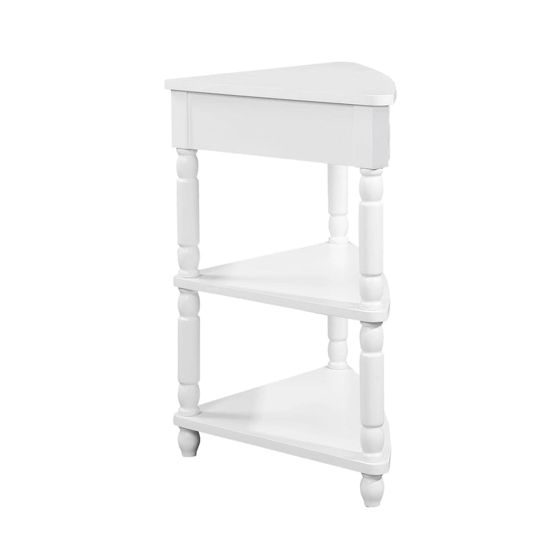 Wood Triangle Corner Side Table for Small Spaces Living Room
