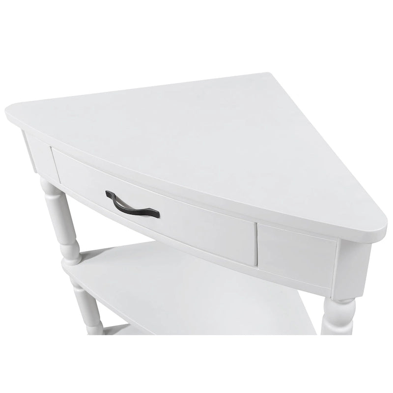 Wood Triangle Corner Side Table for Small Spaces Living Room