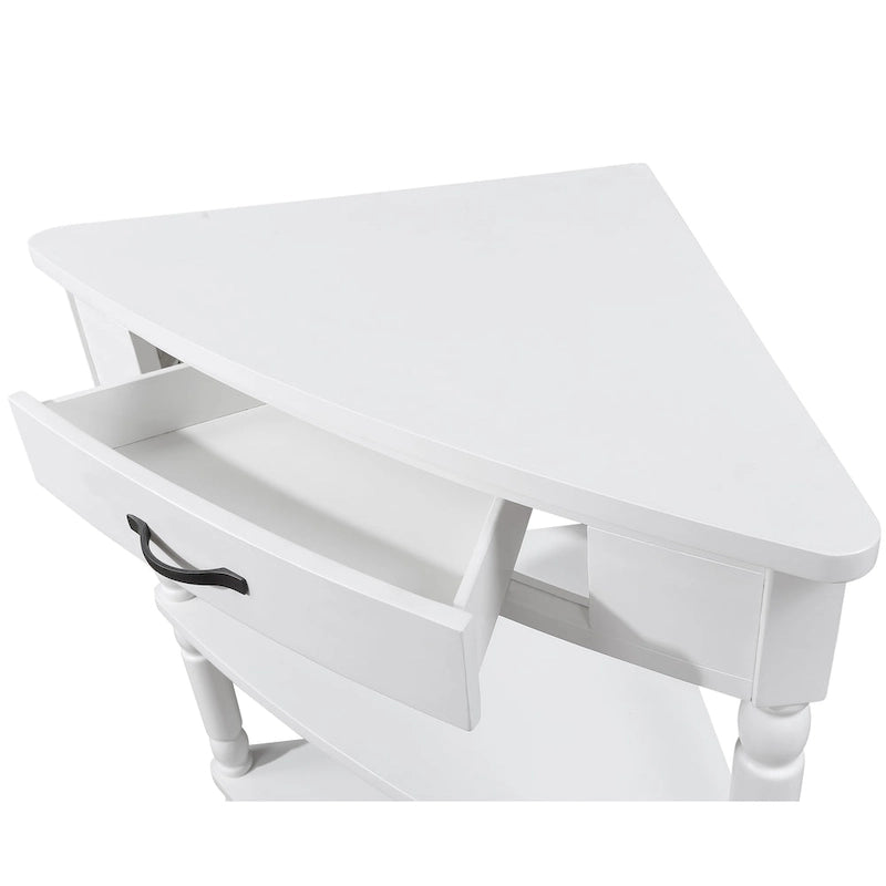 Wood Triangle Corner Side Table for Small Spaces Living Room