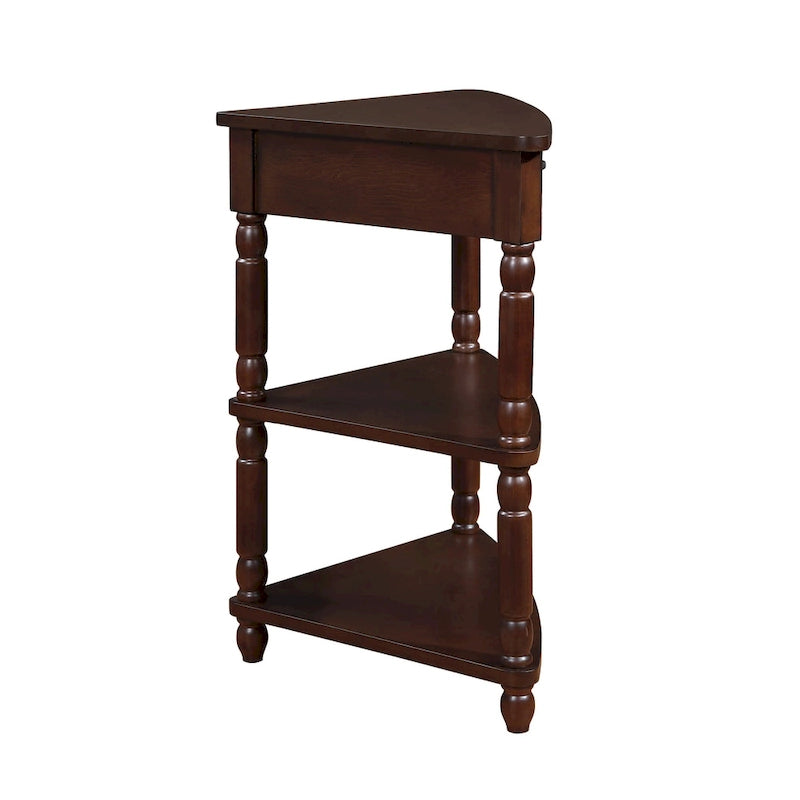 Wood Triangle Corner Side Table for Small Spaces Living Room