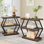 25 End Table 3-Tier Side Table with Metal Frame for Living Room Couch Side, Nightstands Bedsides Table for Bedroom