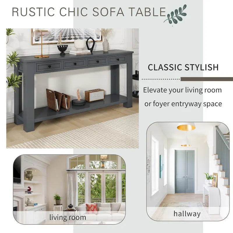 Console Table for Entryway Hallway Sofa Table with Storage Drawers and Bottom Shelf
